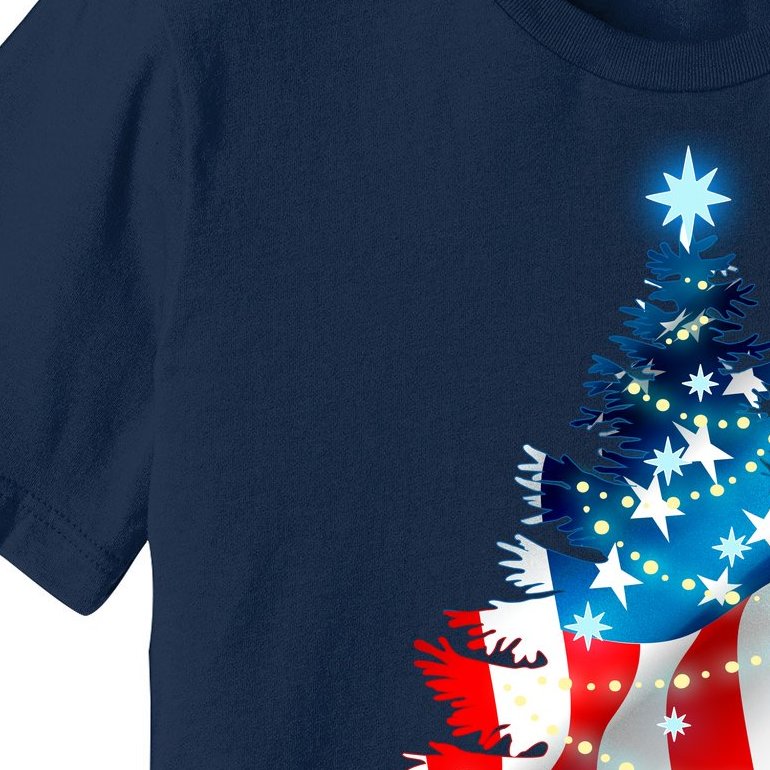 Merry Christmas American Flag Christmas Tree Premium T-Shirt