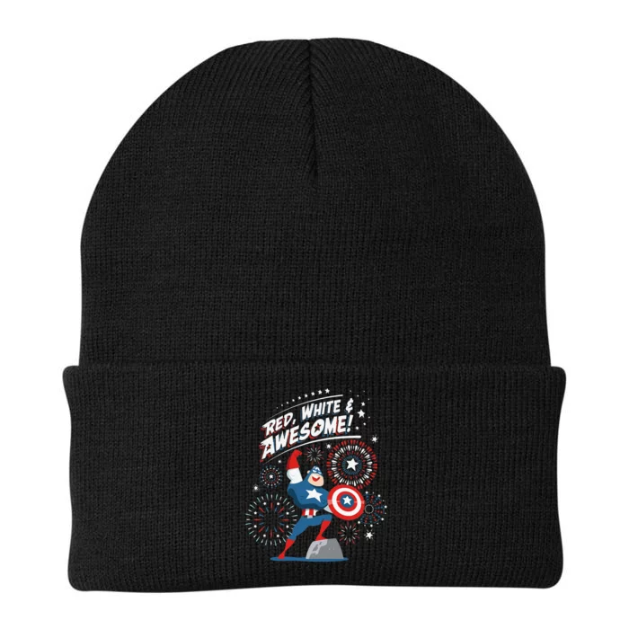 Marvel Captain America Red White & Awesome 4th of July Knit Cap Winter Beanie