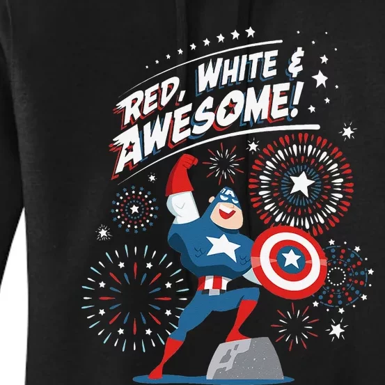 Marvel Captain America Red White & Awesome 4th of July Women's Pullover Hoodie