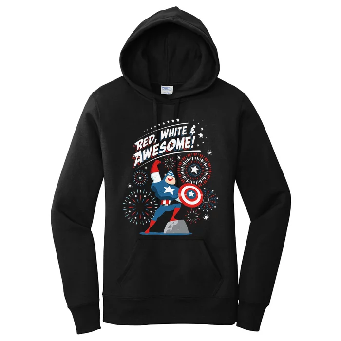 Marvel Captain America Red White & Awesome 4th of July Women's Pullover Hoodie