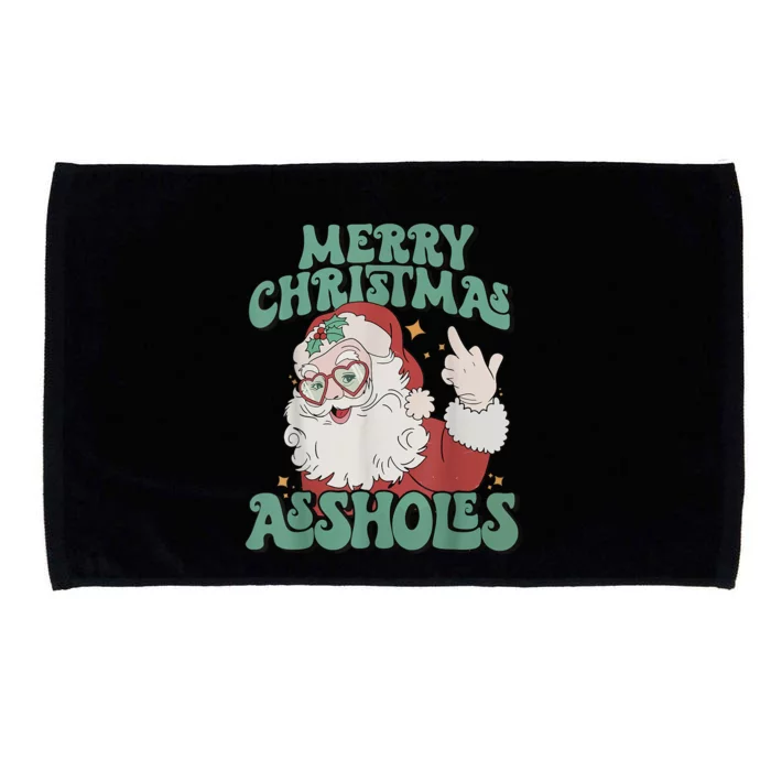 Merry Christmas Assholes Funny Santa Microfiber Hand Towel