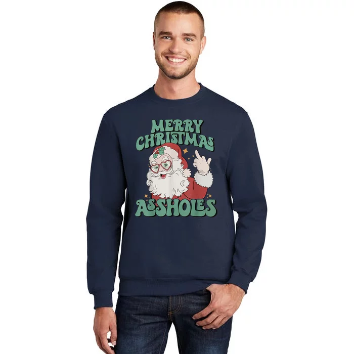 Merry Christmas Assholes Funny Santa Sweatshirt