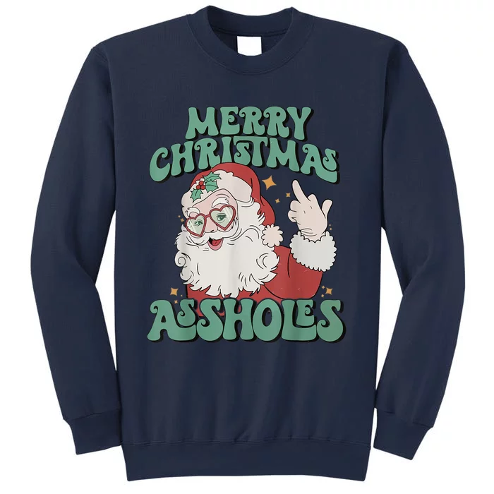 Merry Christmas Assholes Funny Santa Sweatshirt