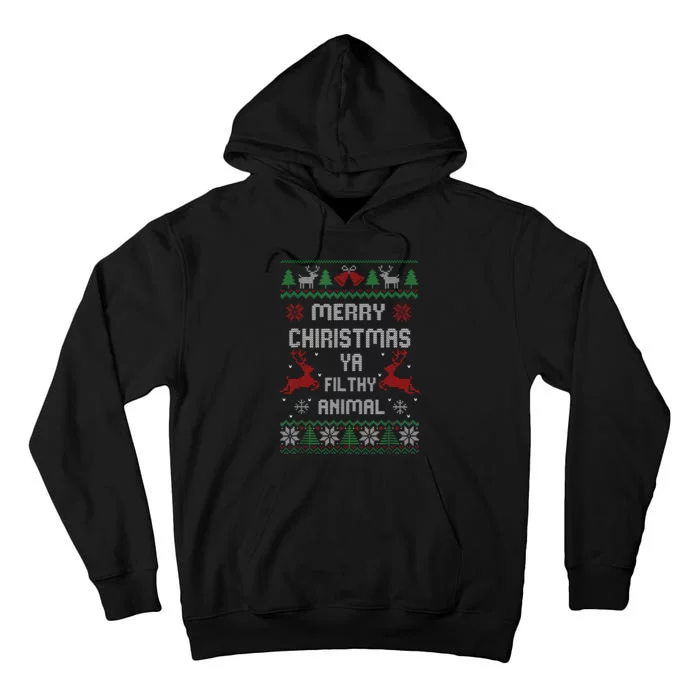 Merry Christmas Animal Filthy Ya Xmas Pajama Tall Hoodie