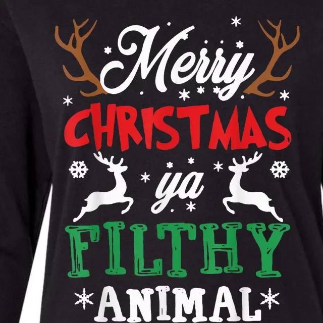 Merry Christmas Animal Filthy Ya Xmas Pajama Womens Cotton Relaxed Long Sleeve T-Shirt