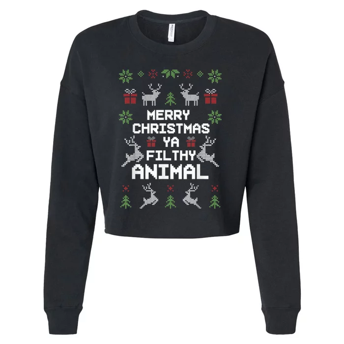 Merry Christmas Animal Filthy Ya Cropped Pullover Crew