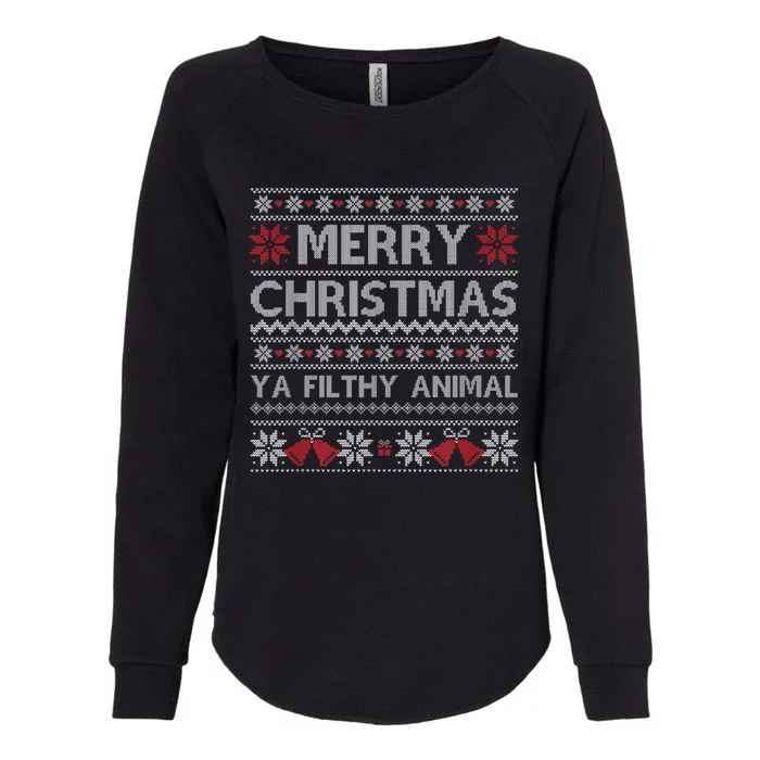 Merry Christmas Animal Filthy Ya Xmas Ugly Christmas Womens California Wash Sweatshirt