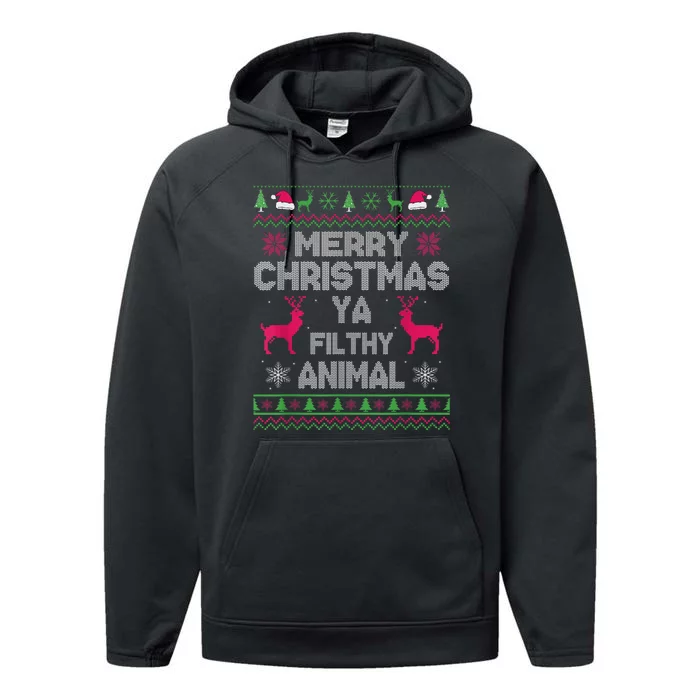 Merry Christmas Animal Filthy Ya Performance Fleece Hoodie