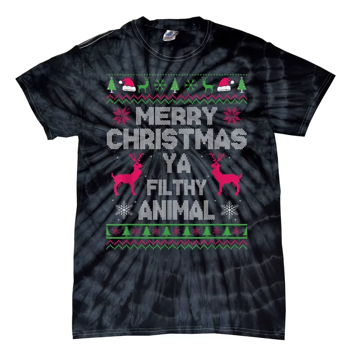 Merry Christmas Animal Filthy Ya Tie-Dye T-Shirt