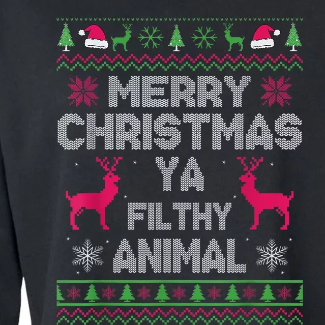 Merry Christmas Animal Filthy Ya Cropped Pullover Crew