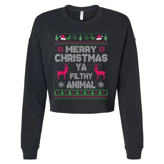 Merry Christmas Animal Filthy Ya Cropped Pullover Crew