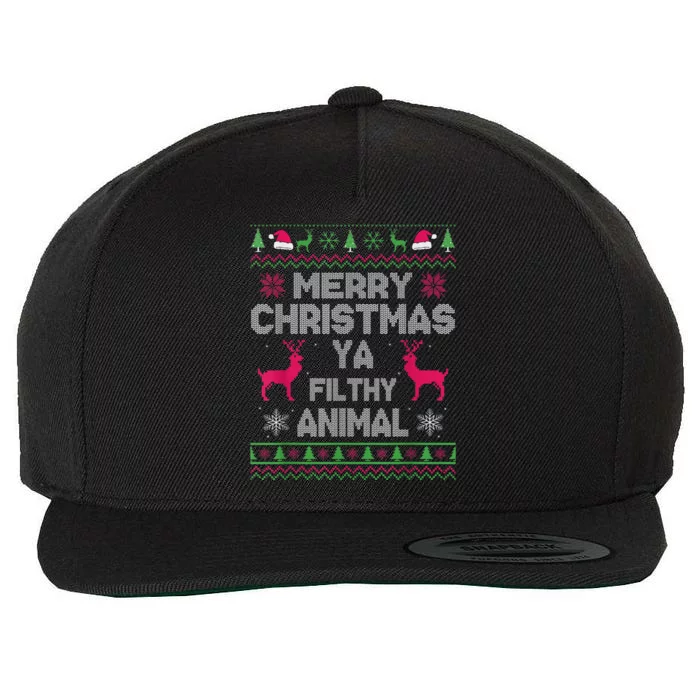 Merry Christmas Animal Filthy Ya Wool Snapback Cap