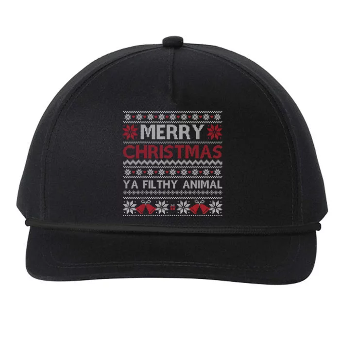 Merry Christmas Animal Filthy Ya Ugly Sweater Style Xmas Snapback Five-Panel Rope Hat