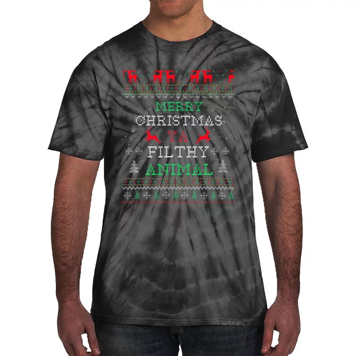 Merry Christmas Animal Filthy Ya Xmas Pajama Family Matching Tie-Dye T-Shirt