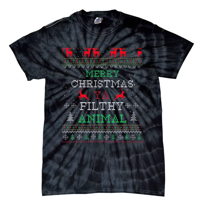 Merry Christmas Animal Filthy Ya Xmas Pajama Family Matching Tie-Dye T-Shirt