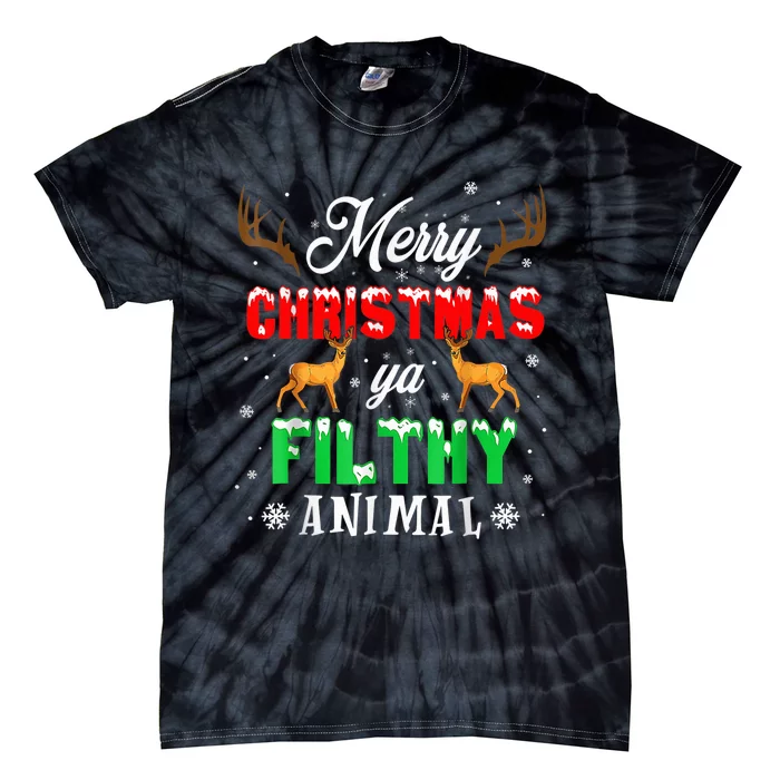 Merry Christmas Animal Filthy Ya Funny Xmas Pajama Tie-Dye T-Shirt