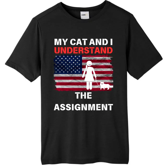 My Cat And I Understand The Assignment Usa Flag ChromaSoft Performance T-Shirt