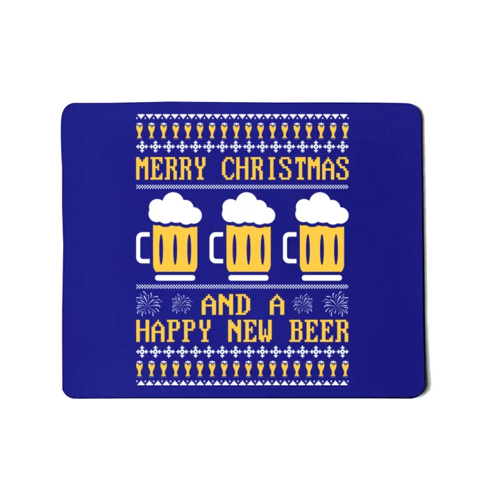 Merry Christmas And A Happy New Beer Ugly Christmas Sweaters Gift Mousepad