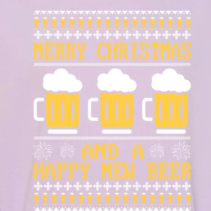 Merry Christmas And A Happy New Beer Ugly Christmas Sweaters Gift Garment-Dyed Sweatshirt