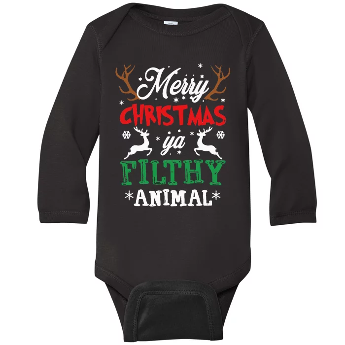 Merry Christmas Animal Filthy Ya Xmas Pajama Baby Long Sleeve Bodysuit