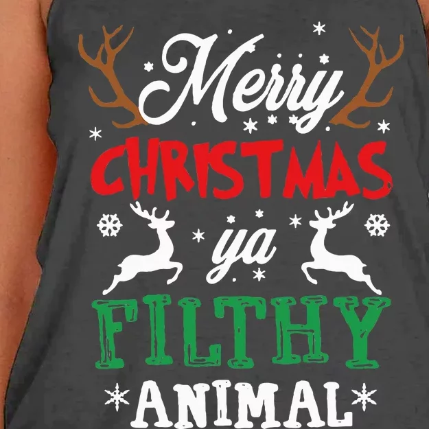 Merry Christmas Animal Filthy Ya Xmas Pajama Women's Knotted Racerback Tank