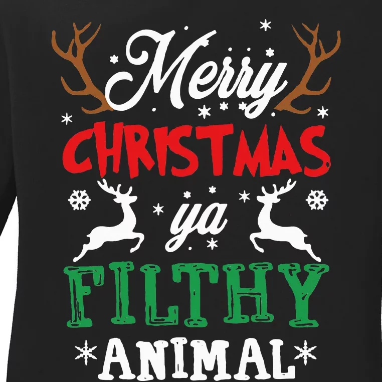 Merry Christmas Animal Filthy Ya Xmas Pajama Ladies Long Sleeve Shirt