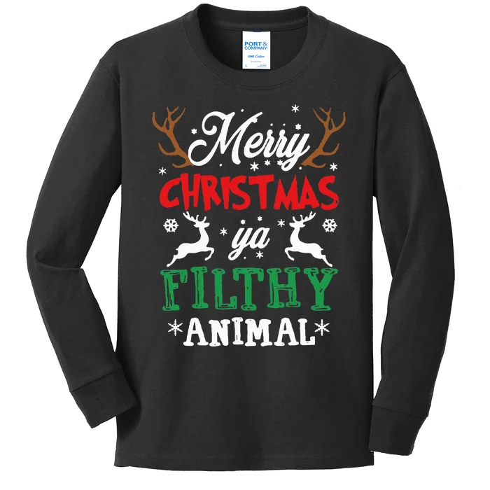 Merry Christmas Animal Filthy Ya Xmas Pajama Kids Long Sleeve Shirt