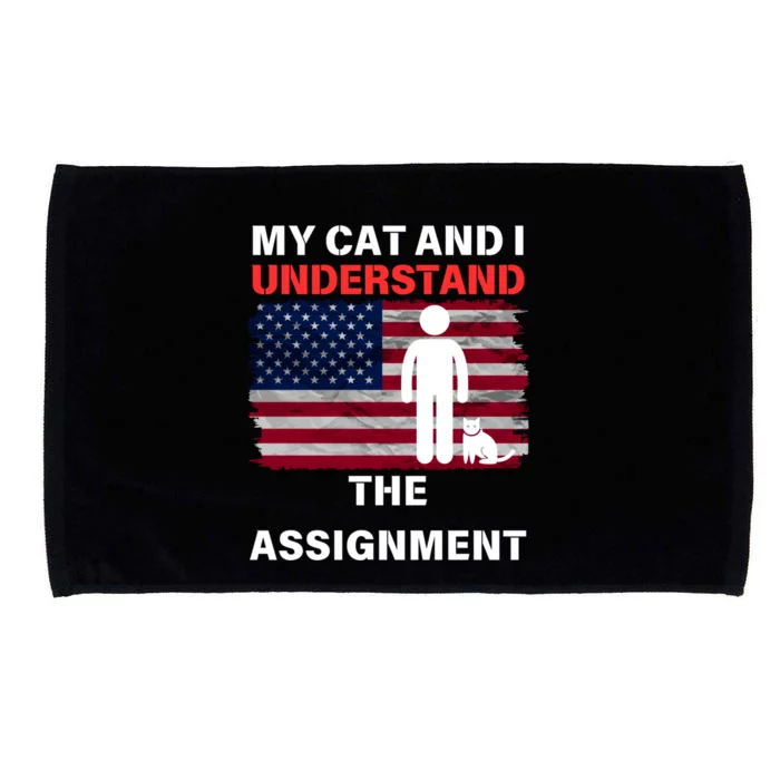 My Cat And I Understand The Assignment Usa Flag Microfiber Hand Towel