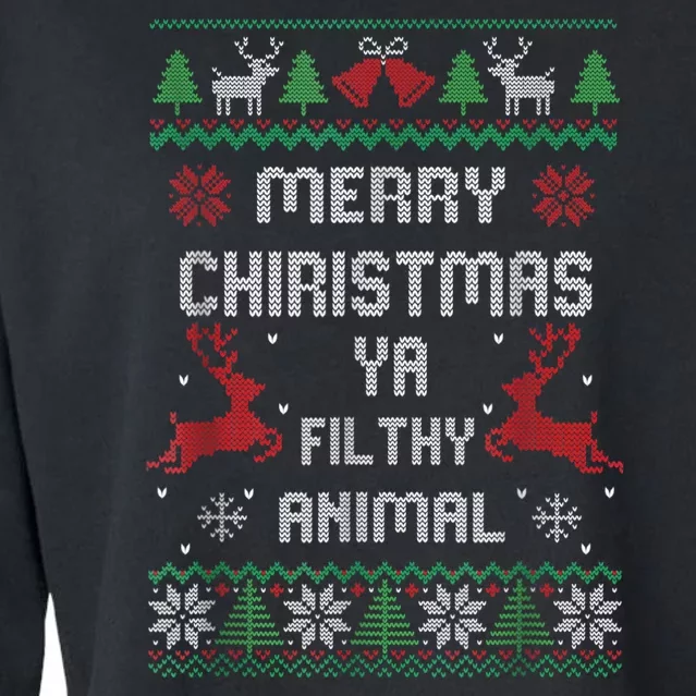 Merry Christmas Animal Filthy Ya Cropped Pullover Crew