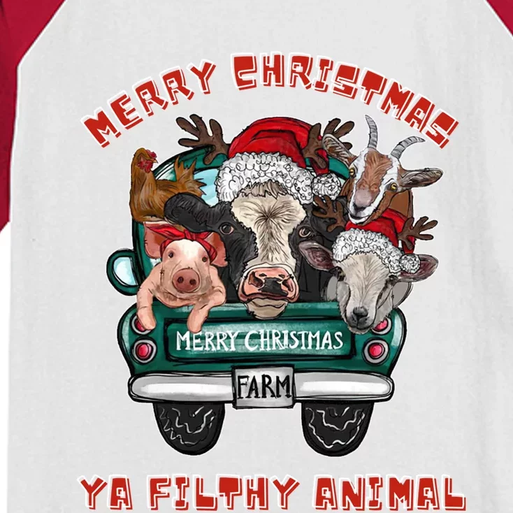 Merry Christmas Animal Filthy Ya Ugly Sweater Style Matching Cute Gift Kids Colorblock Raglan Jersey