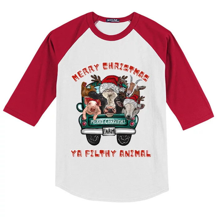 Merry Christmas Animal Filthy Ya Ugly Sweater Style Matching Cute Gift Kids Colorblock Raglan Jersey