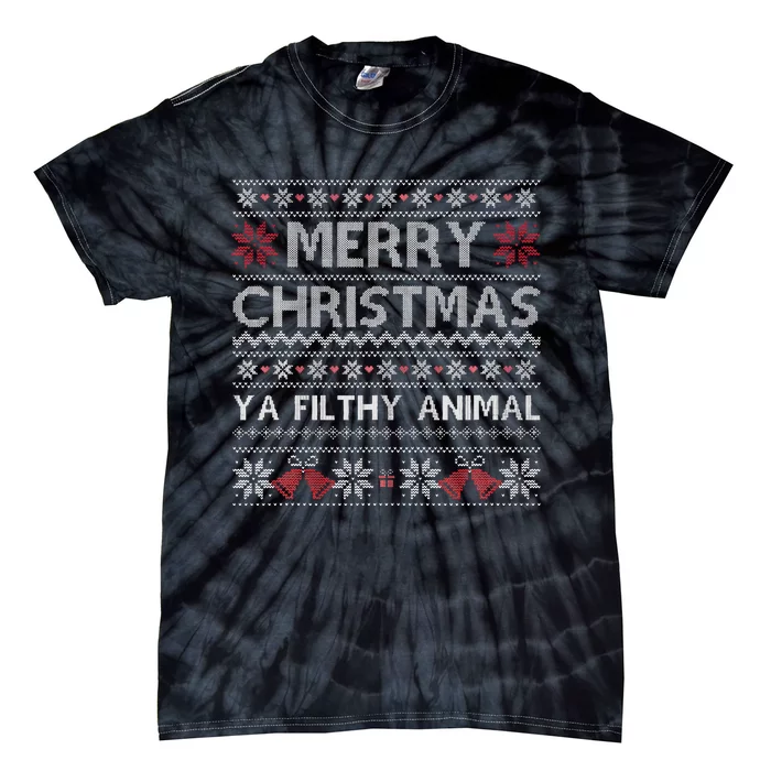 Merry Christmas Animal Filthy Ya Xmas Ugly Christmas Tie-Dye T-Shirt