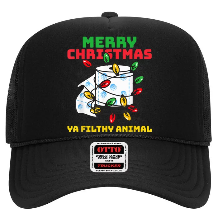 Merry Christmas Animal Filthy Ya Toilet Paper Funny High Crown Mesh Trucker Hat