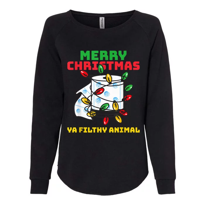 Merry Christmas Animal Filthy Ya Toilet Paper Funny Womens California Wash Sweatshirt