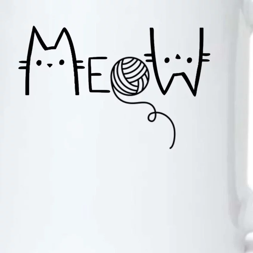 Meow Cat And Yarn Ball Image Funny And Novelty Design Gift Black Color Changing Mug