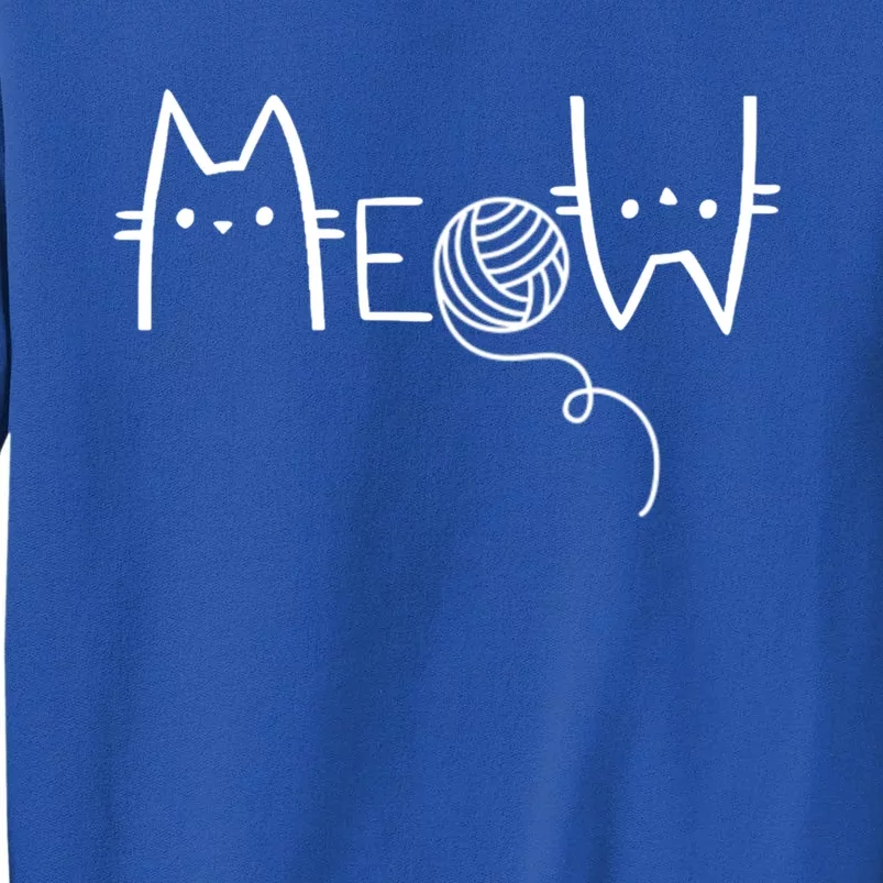 Meow Cat And Yarn Ball Image Funny And Novelty Design Gift Tall Sweatshirt