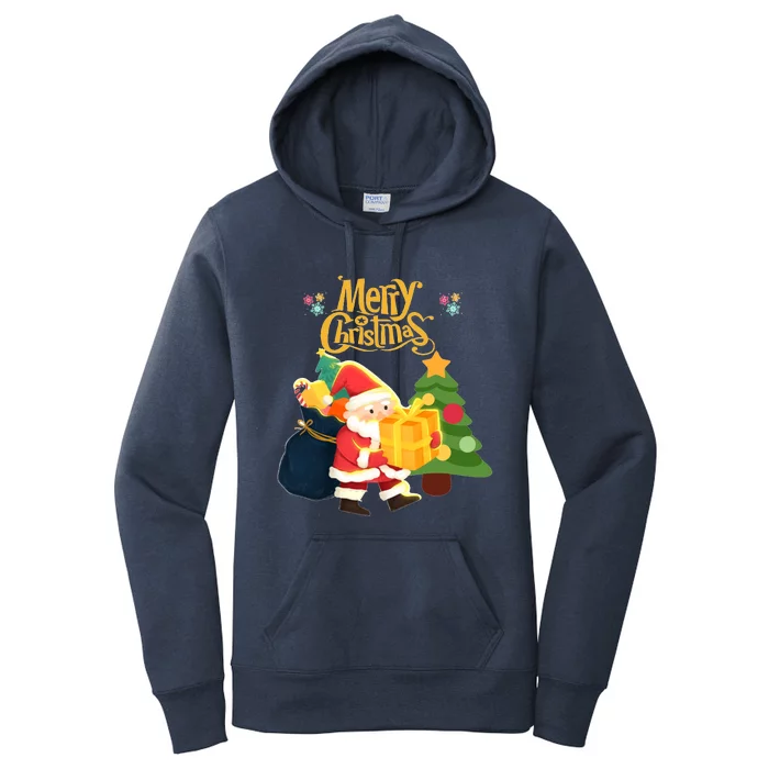 Merry Christmas And Santa Claus Women's Pullover Hoodie