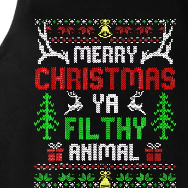 Merry Christmas Animal Filthy Ya Ladies Tri-Blend Wicking Tank