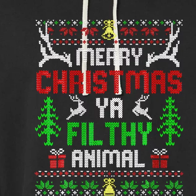 Merry Christmas Animal Filthy Ya Garment-Dyed Fleece Hoodie