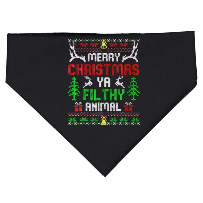 Merry Christmas Animal Filthy Ya USA-Made Doggie Bandana