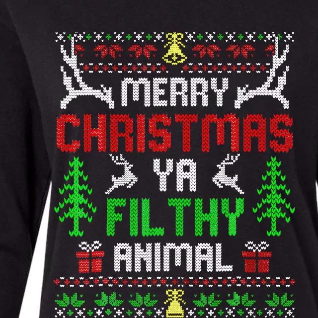 Merry Christmas Animal Filthy Ya Womens Cotton Relaxed Long Sleeve T-Shirt