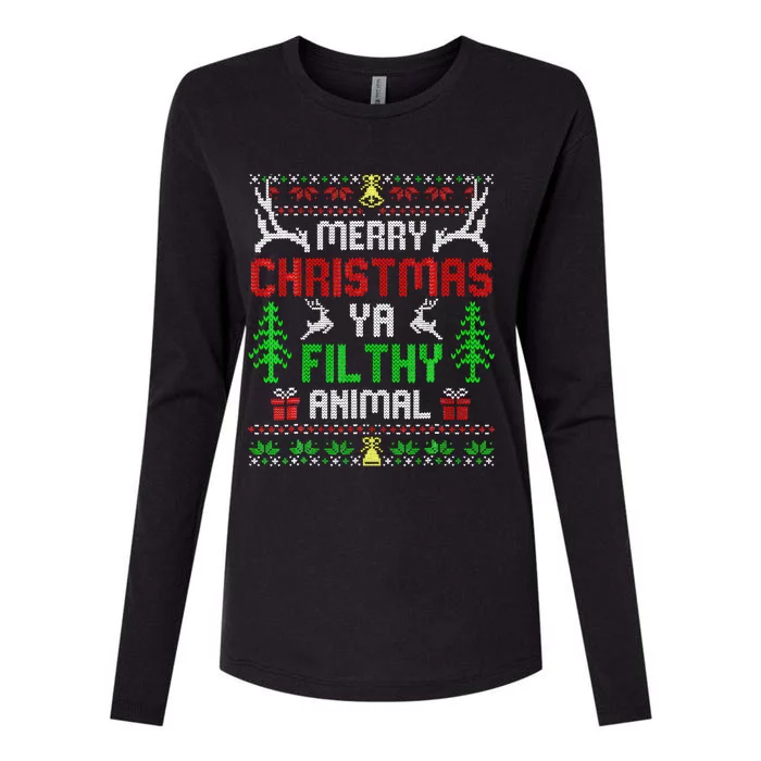 Merry Christmas Animal Filthy Ya Womens Cotton Relaxed Long Sleeve T-Shirt