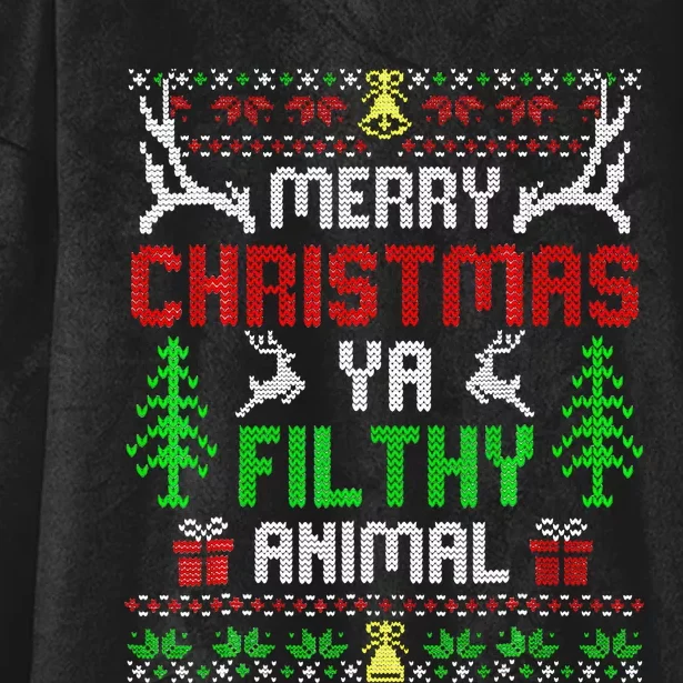 Merry Christmas Animal Filthy Ya Hooded Wearable Blanket