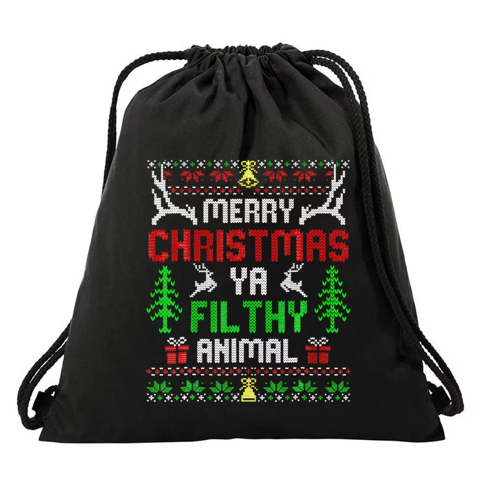 Merry Christmas Animal Filthy Ya Drawstring Bag