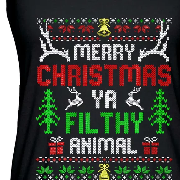 Merry Christmas Animal Filthy Ya Ladies Essential Flowy Tank