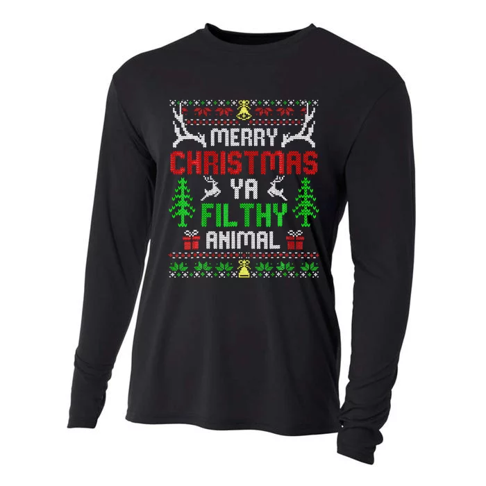 Merry Christmas Animal Filthy Ya Cooling Performance Long Sleeve Crew