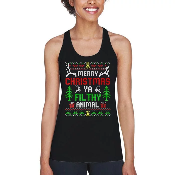 Merry Christmas Animal Filthy Ya Women's Racerback Tank