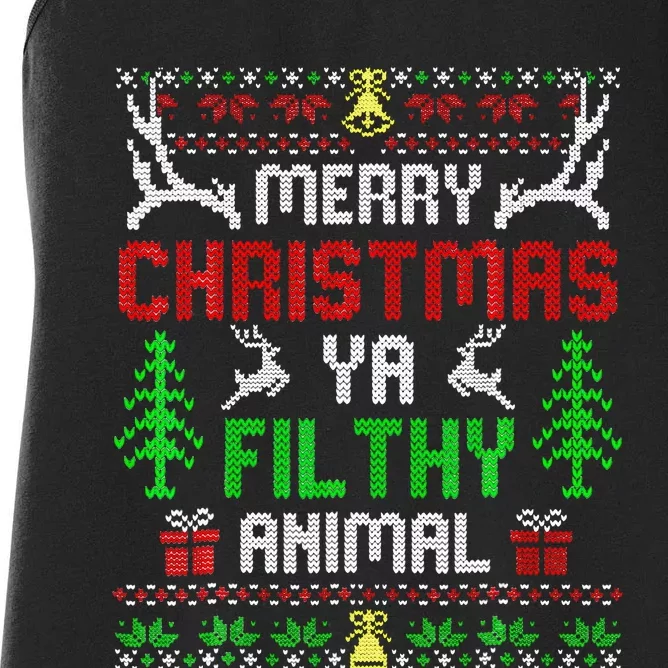 Merry Christmas Animal Filthy Ya Women's Racerback Tank