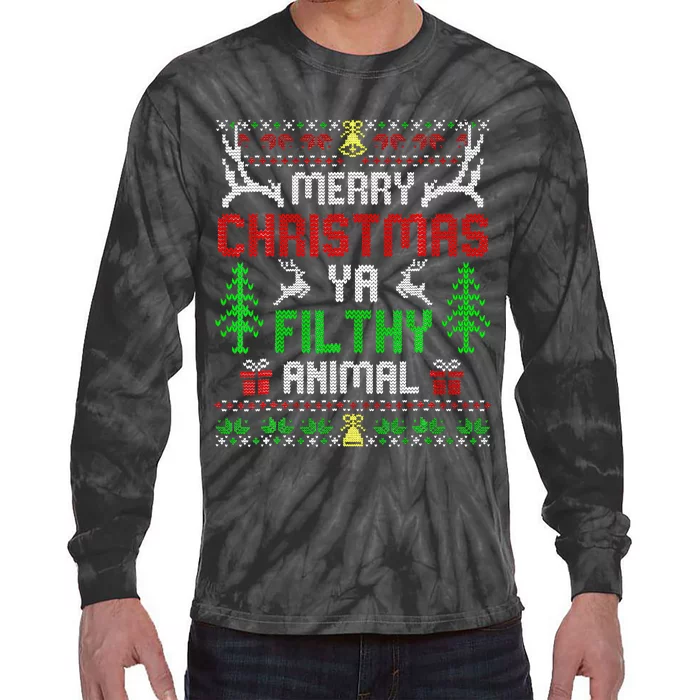 Merry Christmas Animal Filthy Ya Tie-Dye Long Sleeve Shirt