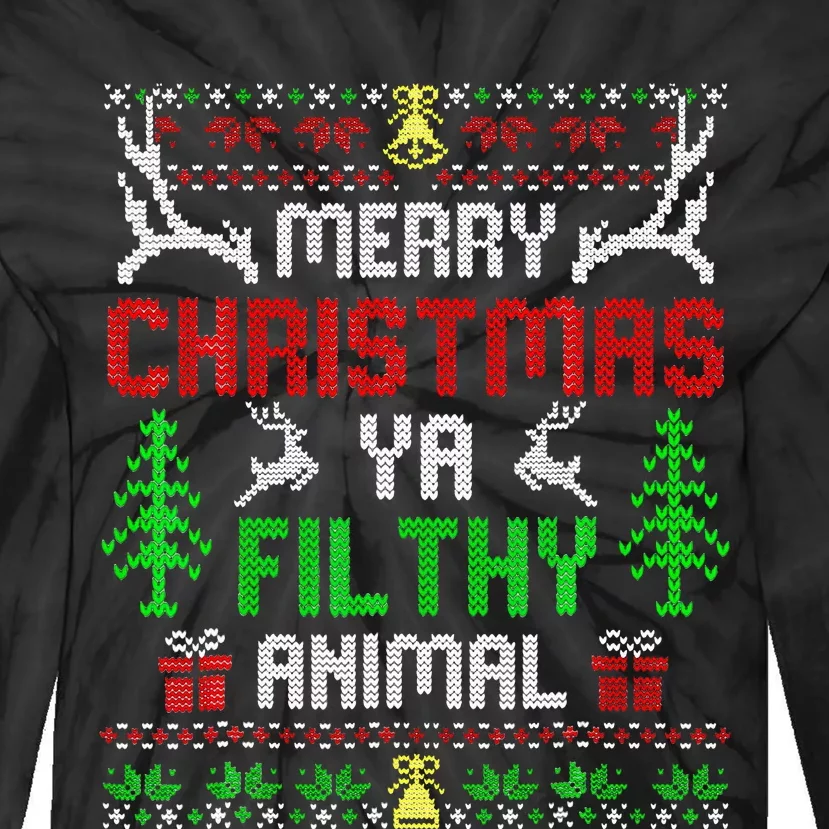 Merry Christmas Animal Filthy Ya Tie-Dye Long Sleeve Shirt